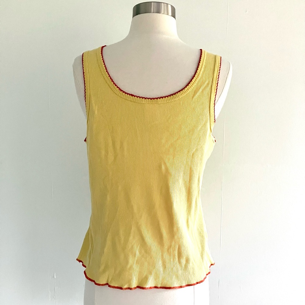 Vintage 90’s Looney Tunes embroidered yellow ribbed tank top shirt - Picture 3 of 5